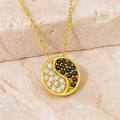 14K Gold Yin Yang Necklace, Medallion Necklace, Balance Necklace