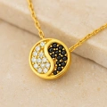 14K Gold Yin Yang Necklace, Medallion Necklace, Balance Necklace