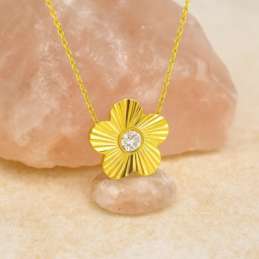 14 Ayar Altın Minik Papatya Kolye
