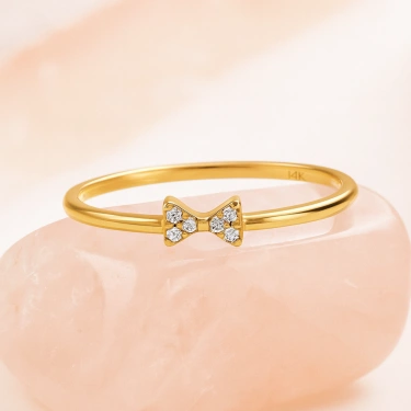 14 Ayar Altın Minimal Papyon Yüzük