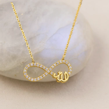 14 Ayar Altın Sonsuzluk ALLAH Kolye