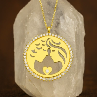 14 Ayar Altın 2 Aşık Madalyon Kolye