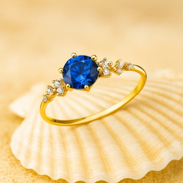 14K Gold Sapphire Minimal Ring