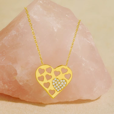 14K Gold Tiny Heart Love Necklace, Elegant Jewelry for Women, Gift for Girlfriend