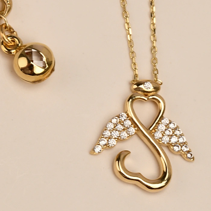 14 Ayar Altın Melek Kolye, Şans Perisi Kolye