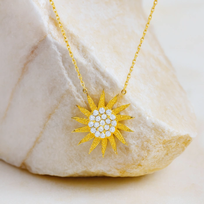 14 Ayar Altın Güneş Patlaması Kolye