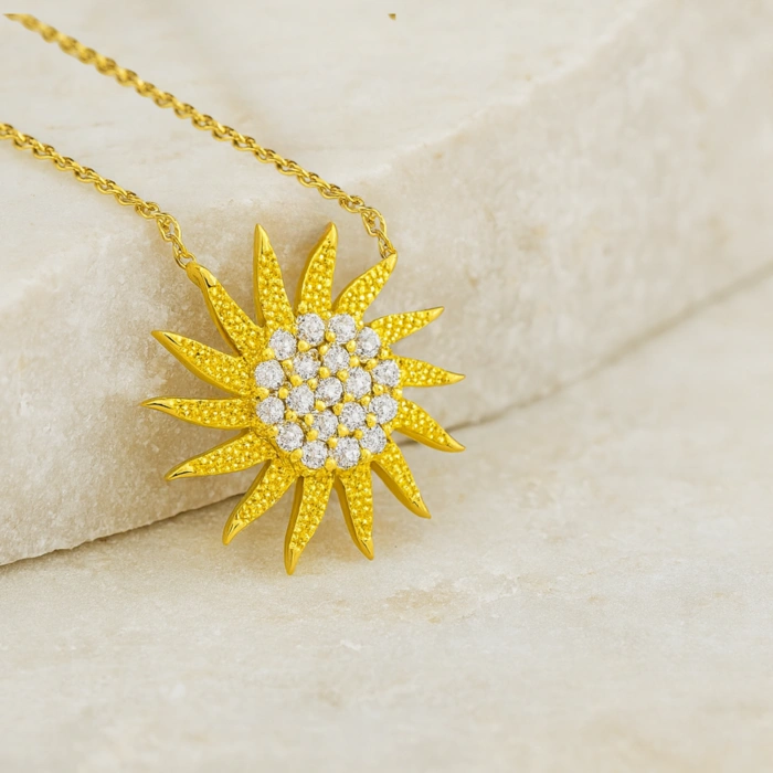 14 Ayar Altın Güneş Patlaması Kolye