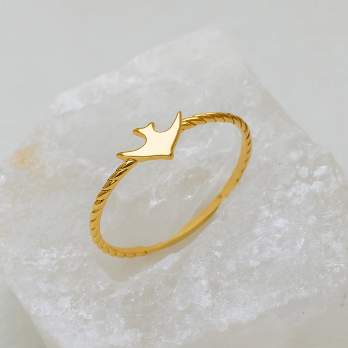 14K Solid Gold Swallow Ring