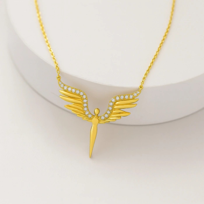 14 Ayar Altın Kanatlı Melek Kolye