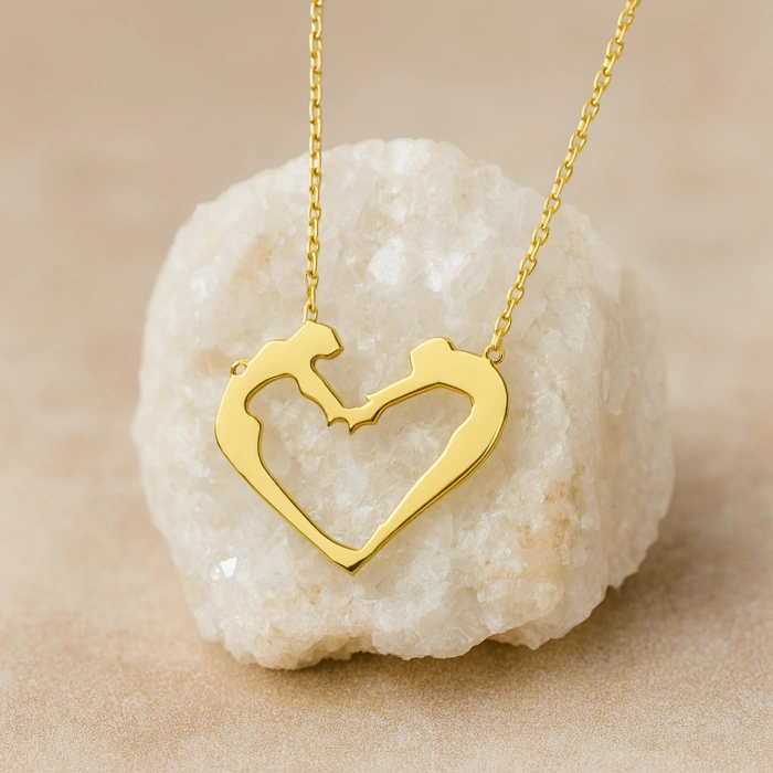 14 Ayar Altın 2 Aşık Kalp Kolye