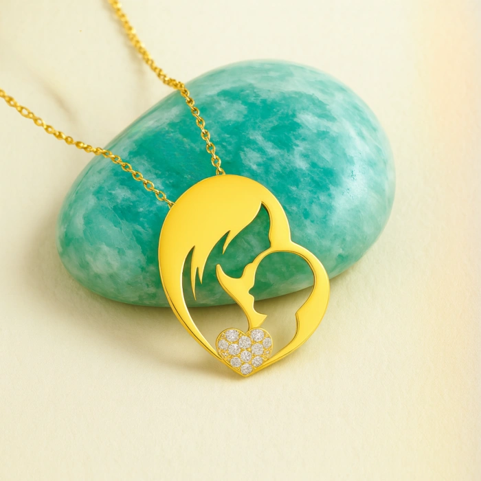 14K Altın Anne ve Bebek Kolye, Anne Takıları, Kadınlar için Zarif Kolyeler, Çocuk Kolye