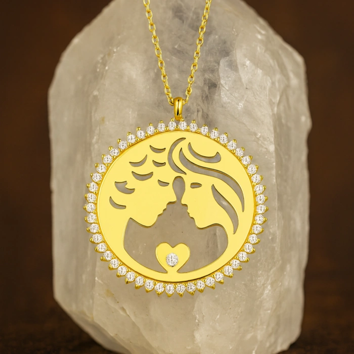 14K Gold 2 Lovers Necklace, Loving Couple Necklace