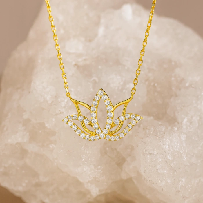 14K Gold Lotus Flower Necklace
