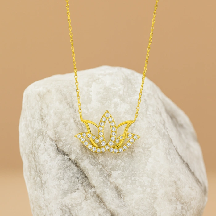 14K Gold Lotus Flower Necklace