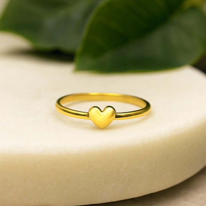 14K Gold Minimal Heart Ring, Valentine’s Day Gift, Thin and Small Rings