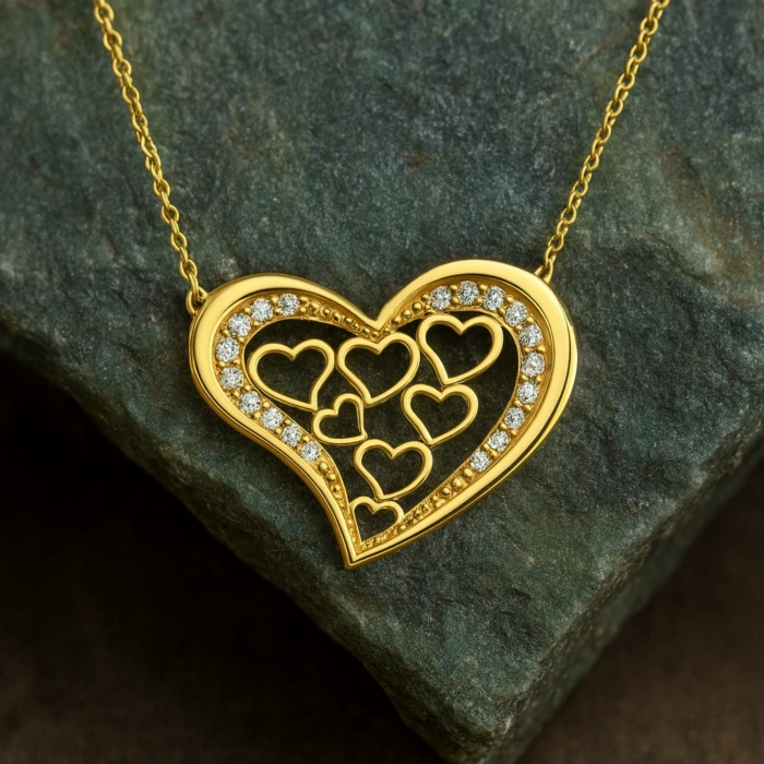 14K Gold Multi-Heart Necklace