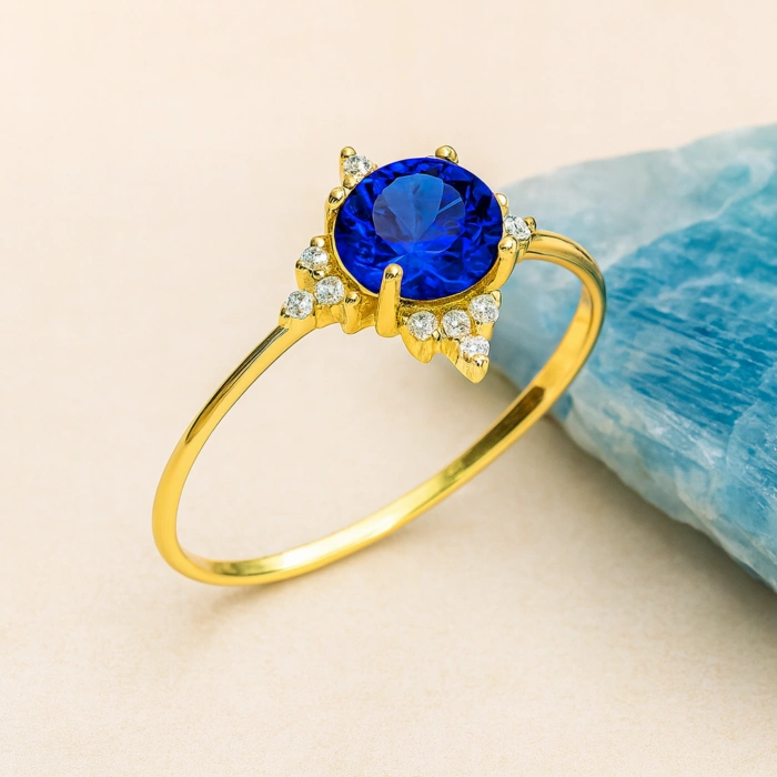 14K Gold North Star Sapphire Ring