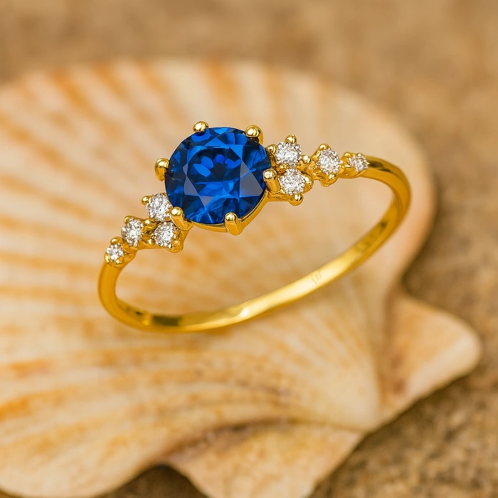 14K Gold Sapphire Minimal Ring