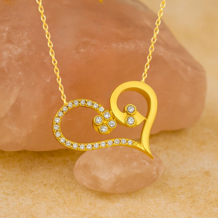 14K Gold Snake Heart Necklace