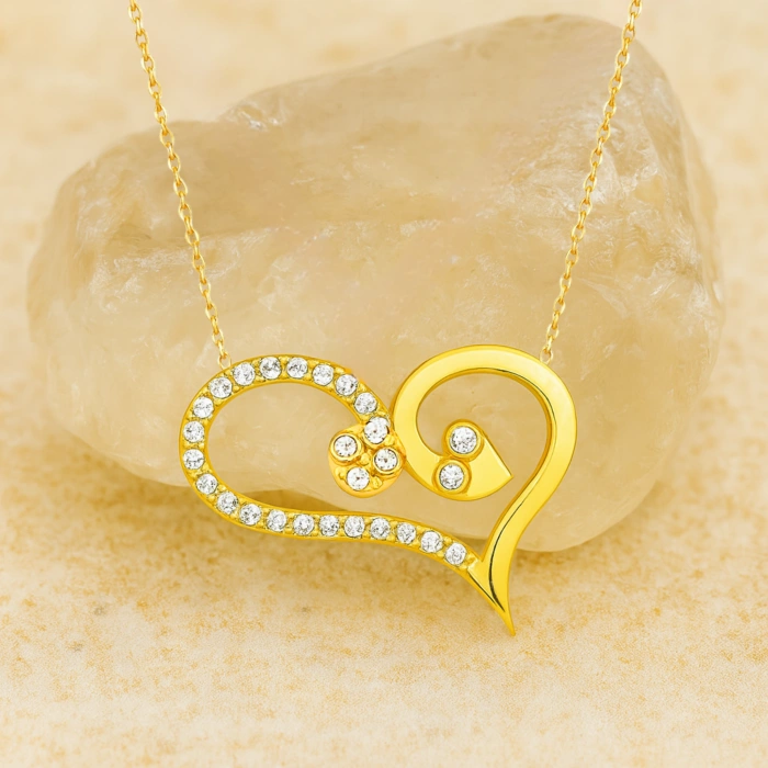 14K Gold Snake Heart Necklace