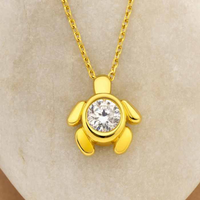 14K Gold Turtle Necklace