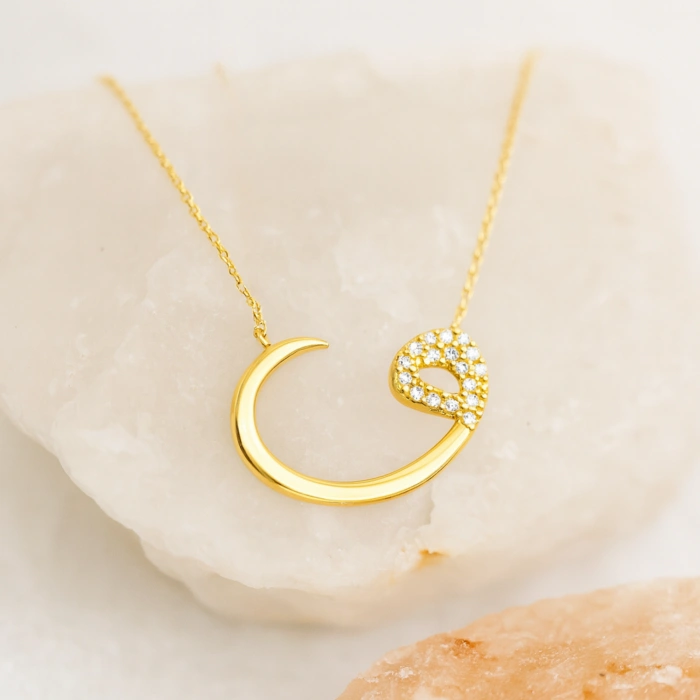 14K Gold Vav Necklace, Ayetel Kursi, ALLAH Necklace, Elif Ba Necklace