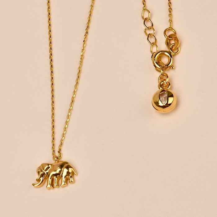 14K Gold Tiny Elephant Necklace, Baby Animal Necklace, Cute Mini Gold Jewelry
