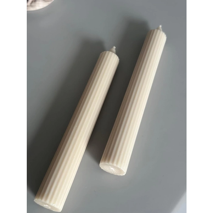 2Li Modern Çizgili Silindir Mum El Yapımı Zarif ve Şamdan Uyumlu Dekoratif Tasarım