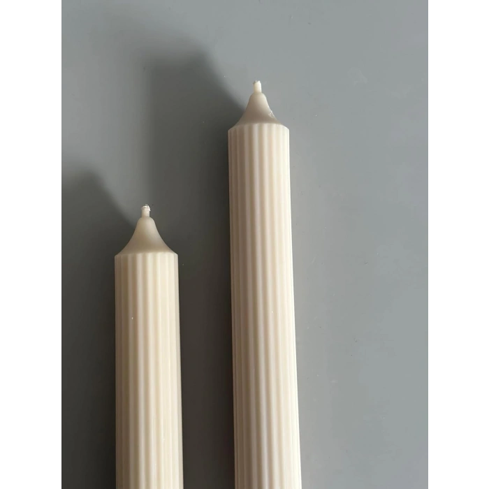 2Li Modern Çizgili Silindir Mum El Yapımı Zarif ve Şamdan Uyumlu Dekoratif Tasarım