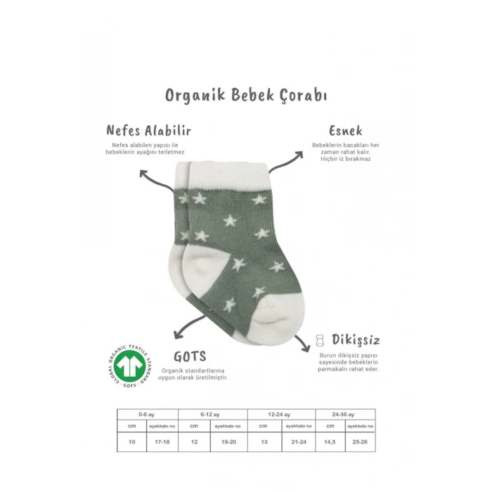 3Lü Penye Cute Stars Soket Çorap BS10115 Nil