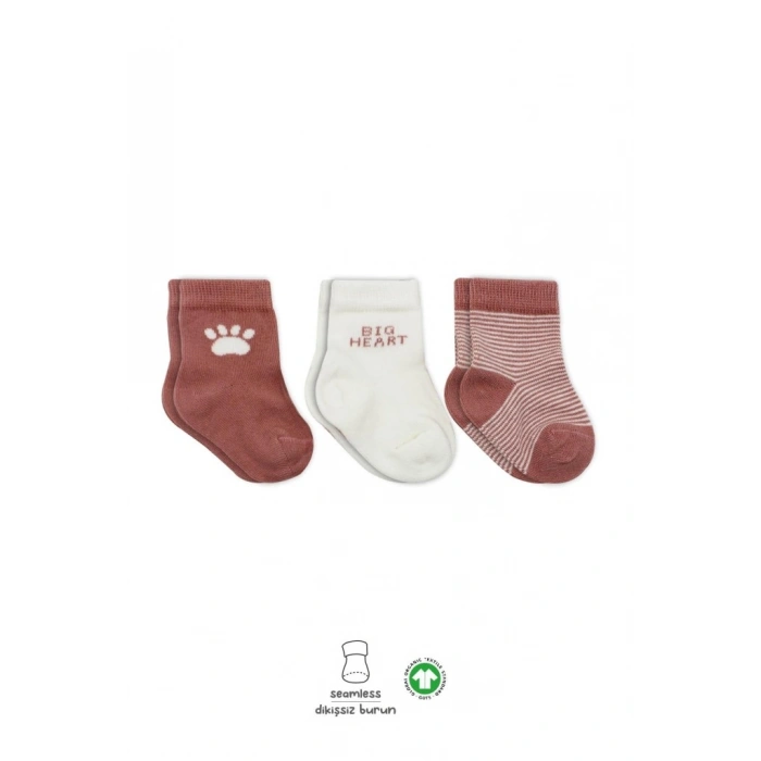 3Lü Penye Soket Çorap BS10110 Pudra