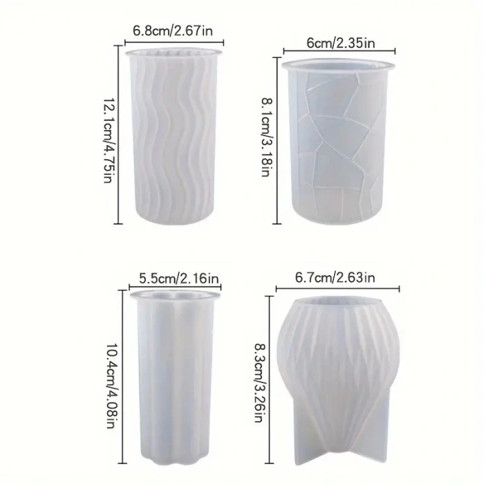 4 Adet Sütun ve Silindir Şekilleri Dekoratif Mum - 1 Adet Şamdan Mum Hediye Bakkal Mum