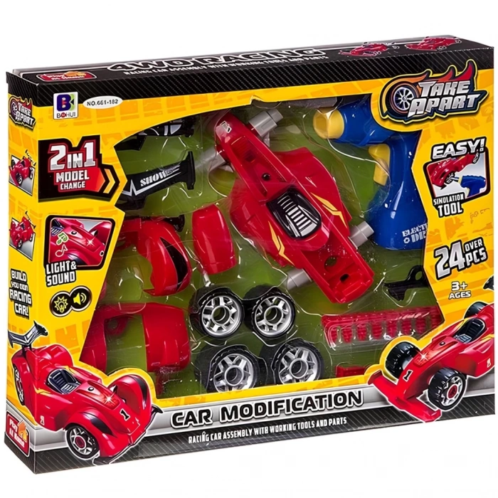 Çocuk Matkaplı Formula F1 Araba Modifiye Seti Sesli Işıklı Sök Tak