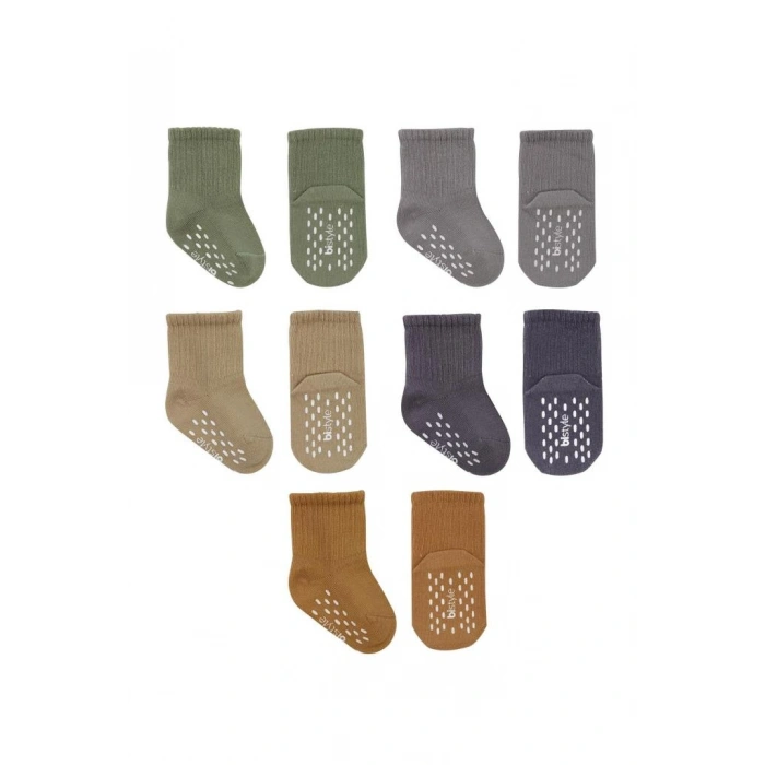 5Li Penye Kaymaz Düz Soket Çorap 10121 Yeşil