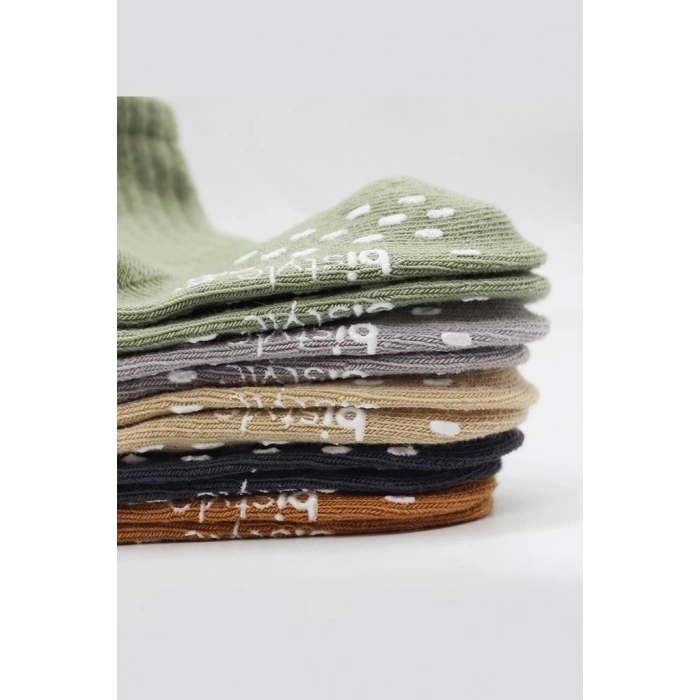 5Li Penye Kaymaz Düz Soket Çorap 10121 Yeşil