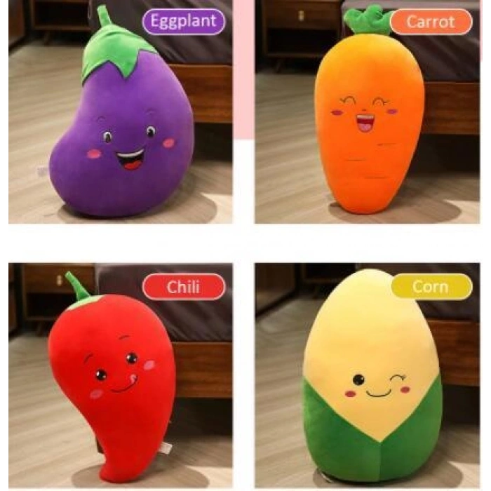 62297 PELUŞ 30CM HAVUÇ,PATLICAN,MISIR,KIRMIZI BİBE