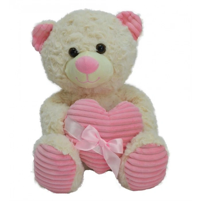 62915 35 CM KALBİ KURDELELİ PELUŞ AYI -HLY