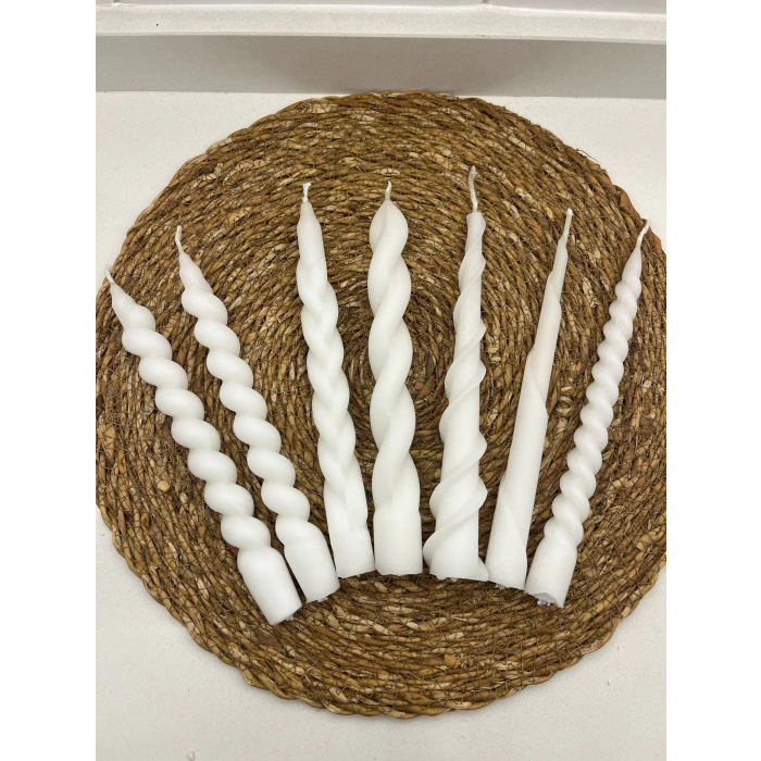 7li Karışık Set Dekoratif Şamdan Mumları Uzun Ömürlü El Yapımı Krem Renkli İnce Mumlar Bakkal Mum