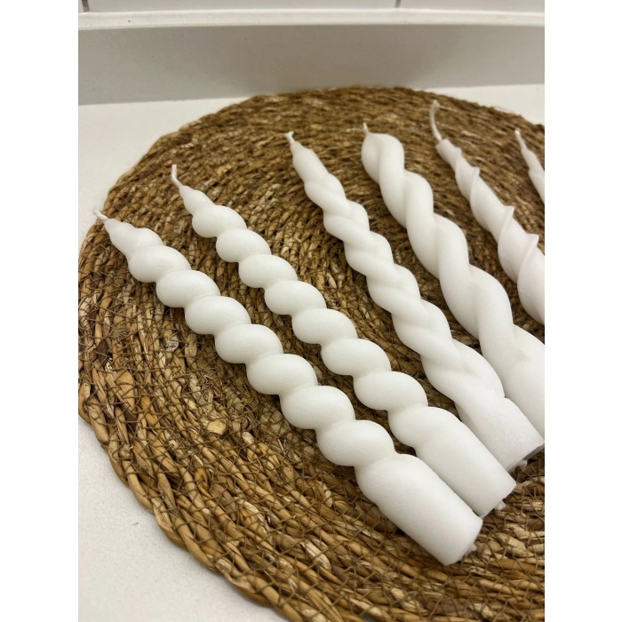 7li Karışık Set Dekoratif Şamdan Mumları Uzun Ömürlü El Yapımı Krem Renkli İnce Mumlar Bakkal Mum