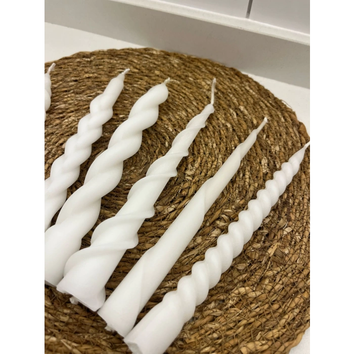 7li Karışık Set Dekoratif Şamdan Mumları Uzun Ömürlü El Yapımı Krem Renkli İnce Mumlar Bakkal Mum