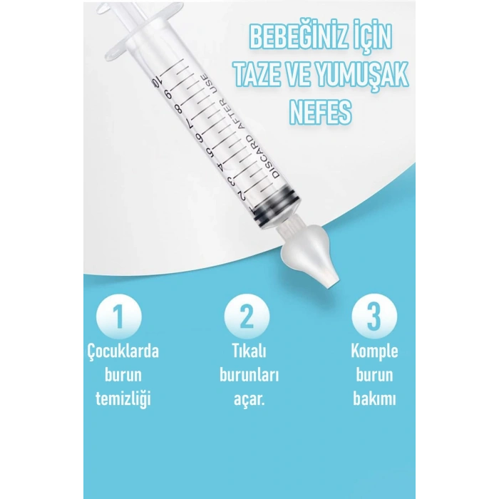 Bebek Burun Şırıngası 2li Burun Temizleme Kiti Silikon Uçlu Burun Nazal Yıkama Aspiratörü Şurup