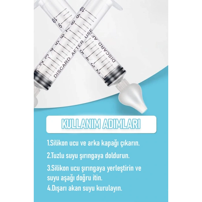 Bebek Burun Şırıngası 2li Burun Temizleme Kiti Silikon Uçlu Burun Nazal Yıkama Aspiratörü Şurup