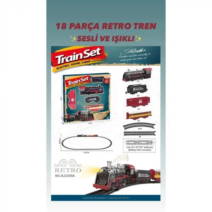 BJ2308A 18 PARÇA SESLİ IŞIKLI RETRO TREN-ŞİM