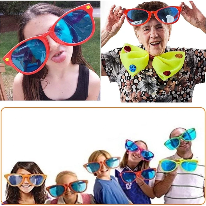 Çocuk Büyük Parti Gözlüğü Rengarenk 12 Adet 27x9 cm