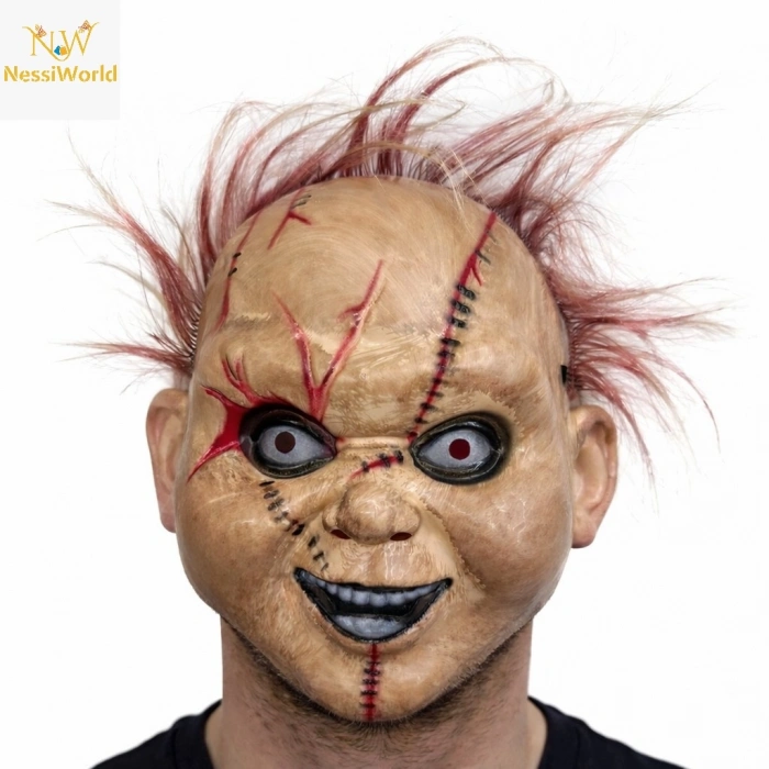 Çaki Korku Bebek Maskesi – Saçlı Plastik Yüz Maskesi