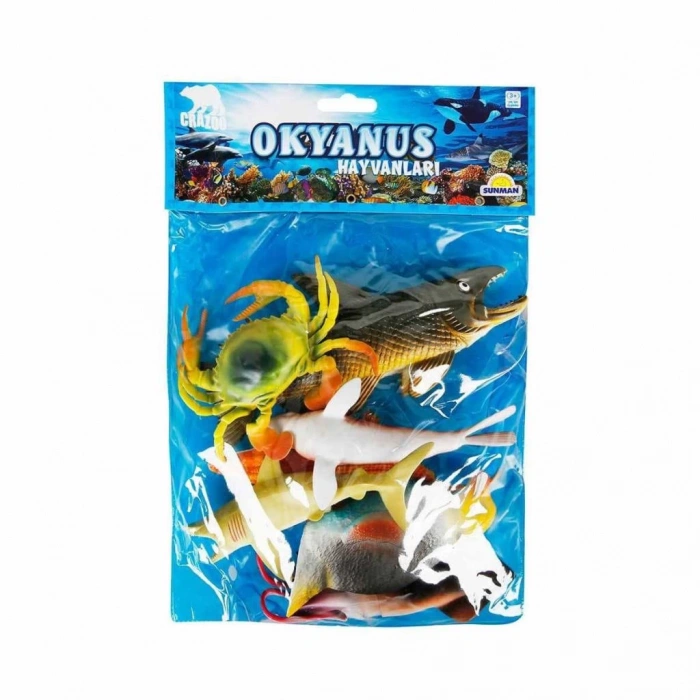 Çocuk 1000713 Okyanus Hayvanları Poşetli 7li Hayvan Oyun Seti -Sunman