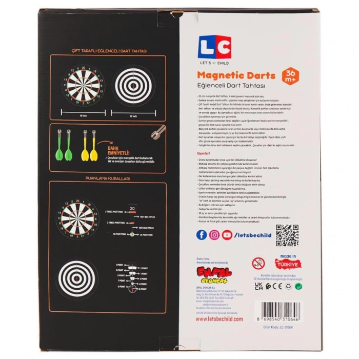 Çocuk 31064-LC Eğlenceli Manyetik Dart -Lets be Child
