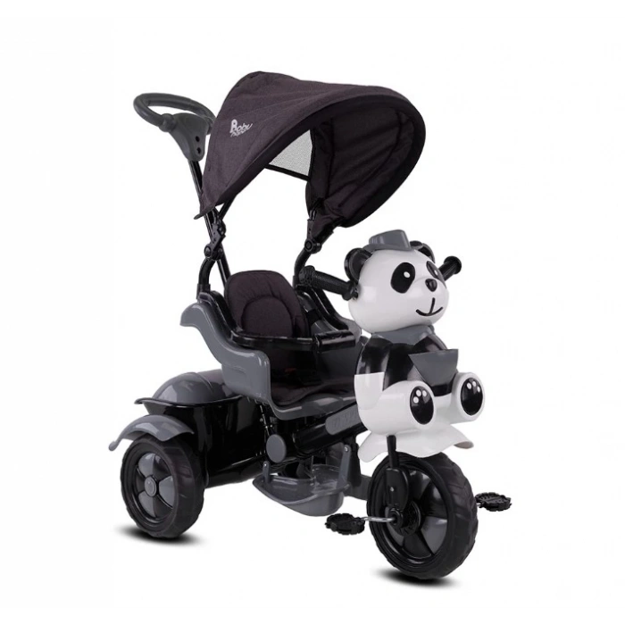 Çocuk Babyhope 127A Little Panda 3 Tekerli Kontrollü Bisiklet (Pedli) Gri