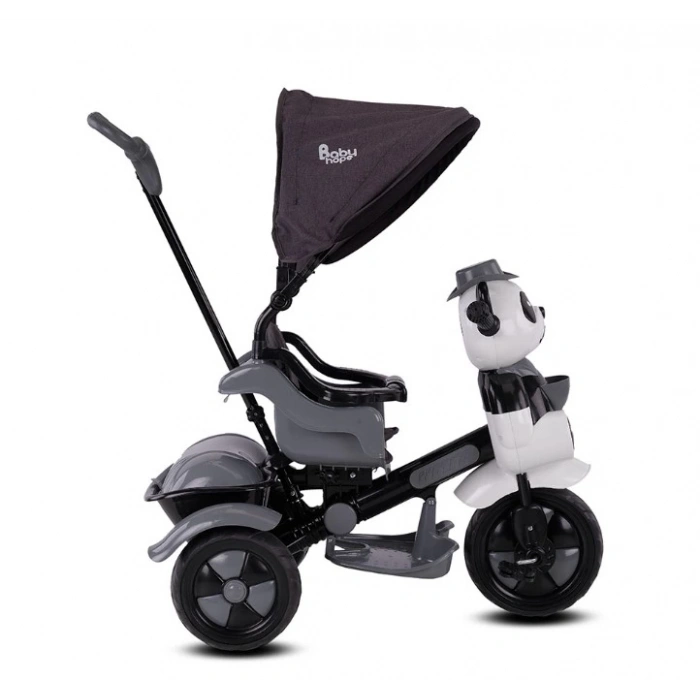 Çocuk Babyhope 127A Little Panda 3 Tekerli Kontrollü Bisiklet (Pedli) Gri