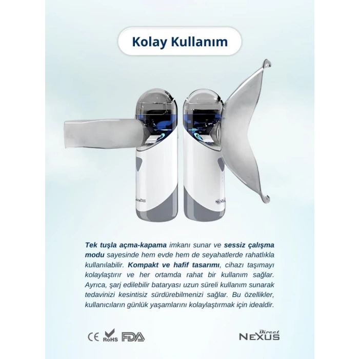 Çocuk Direct Nexus Taşınabilir Mesh Hava Makinesi Nebulizatör